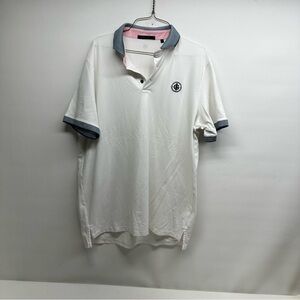 GREYSON White Polo Shirt with Green Accents SIZE L